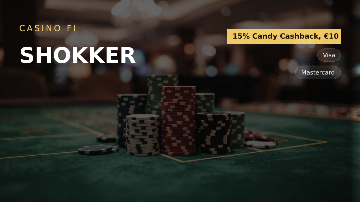 SHOKKER kasino &mdash; tervetuliaisbonus 15% Candy Cashback, &euro;10, maksutavat: Visa, Mastercard, Skrill, Bitcoin, Ethereum