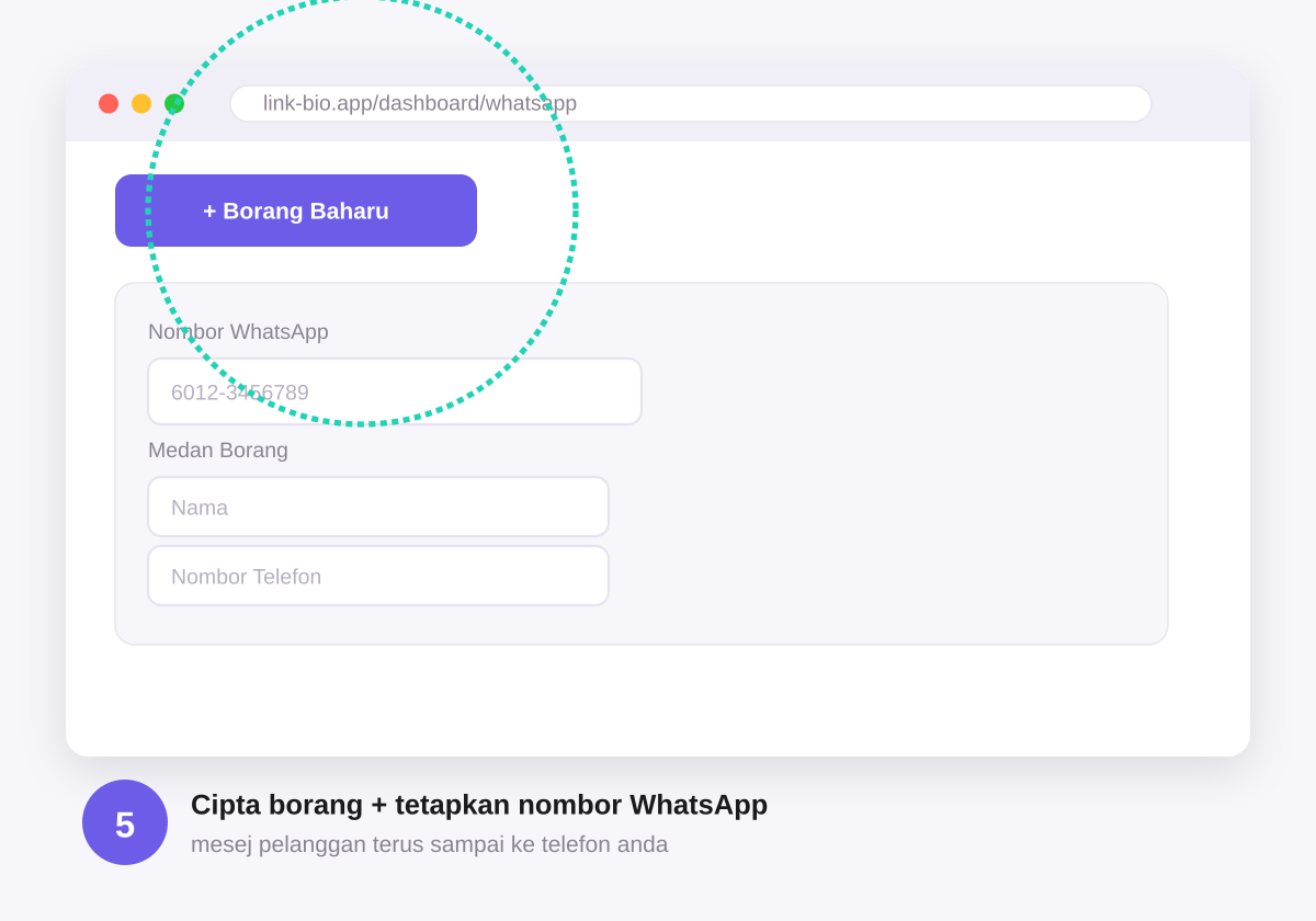 Langkah 5: Bina Borang WhatsApp