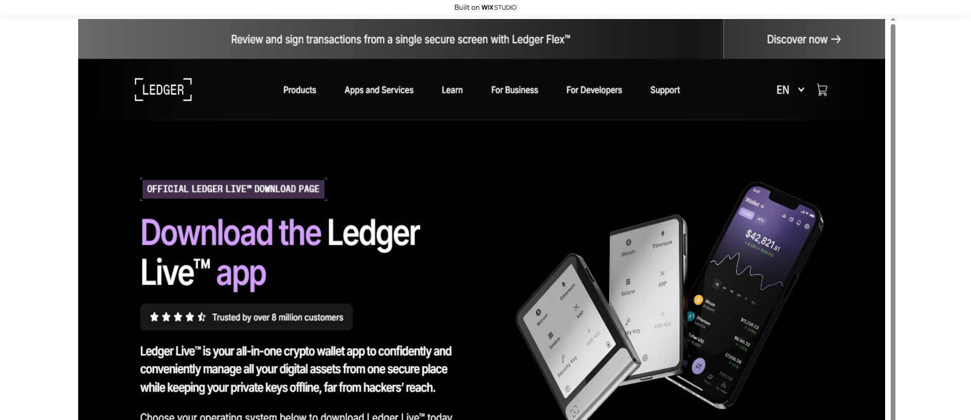 Screenshot of support-ledgrlive.wixstudio.com