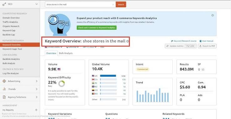 Semrush Keyword Magic Tool and Digital Marketing Analytics