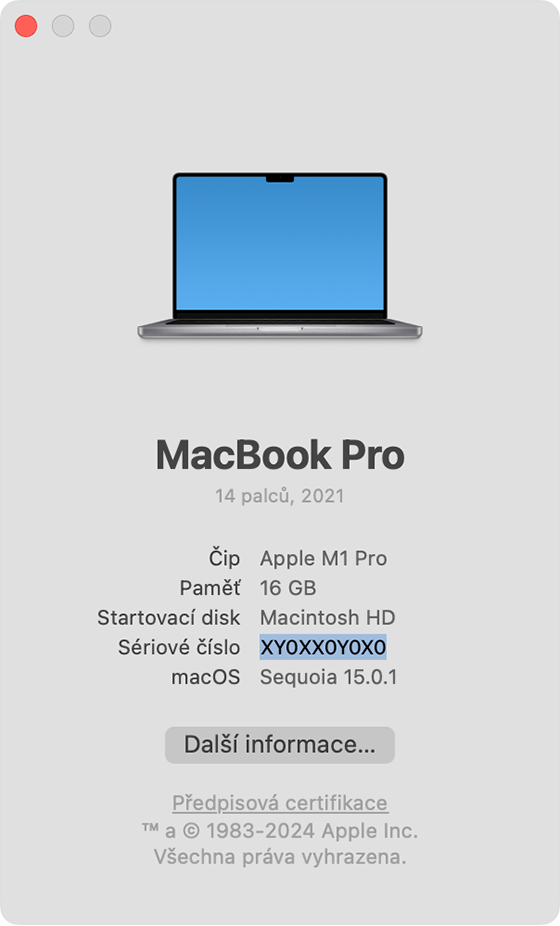 Nalezení sériového čísla MacBooku