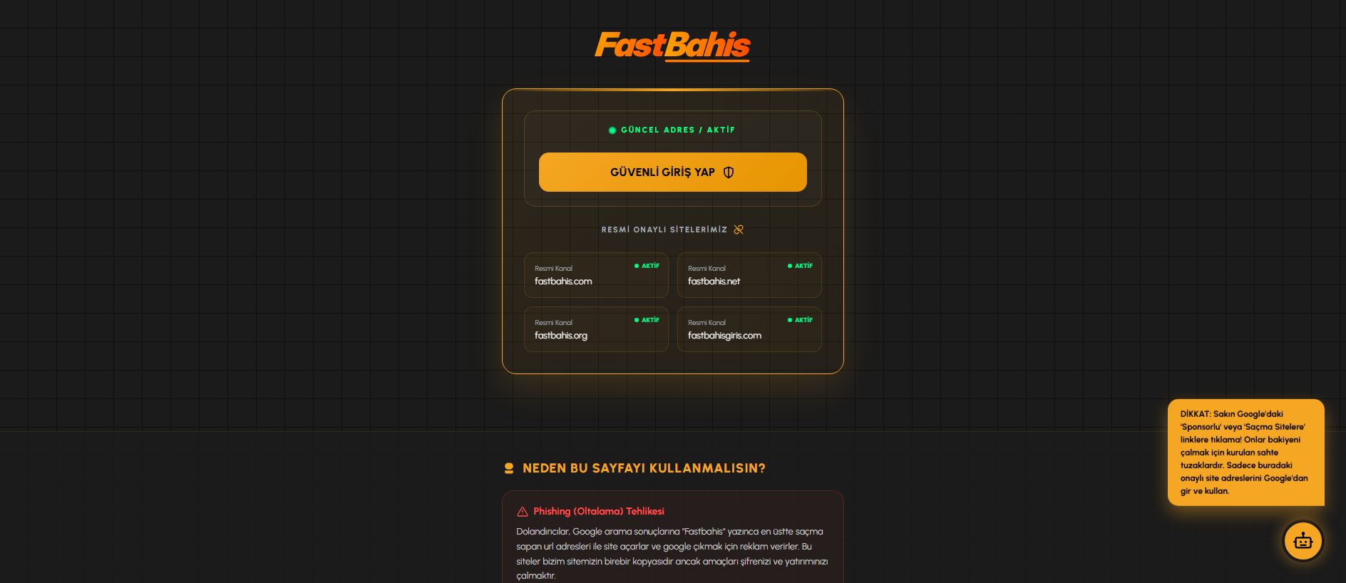 Forensic screenshot of fastbahisamp.icu showing the phishing page layout