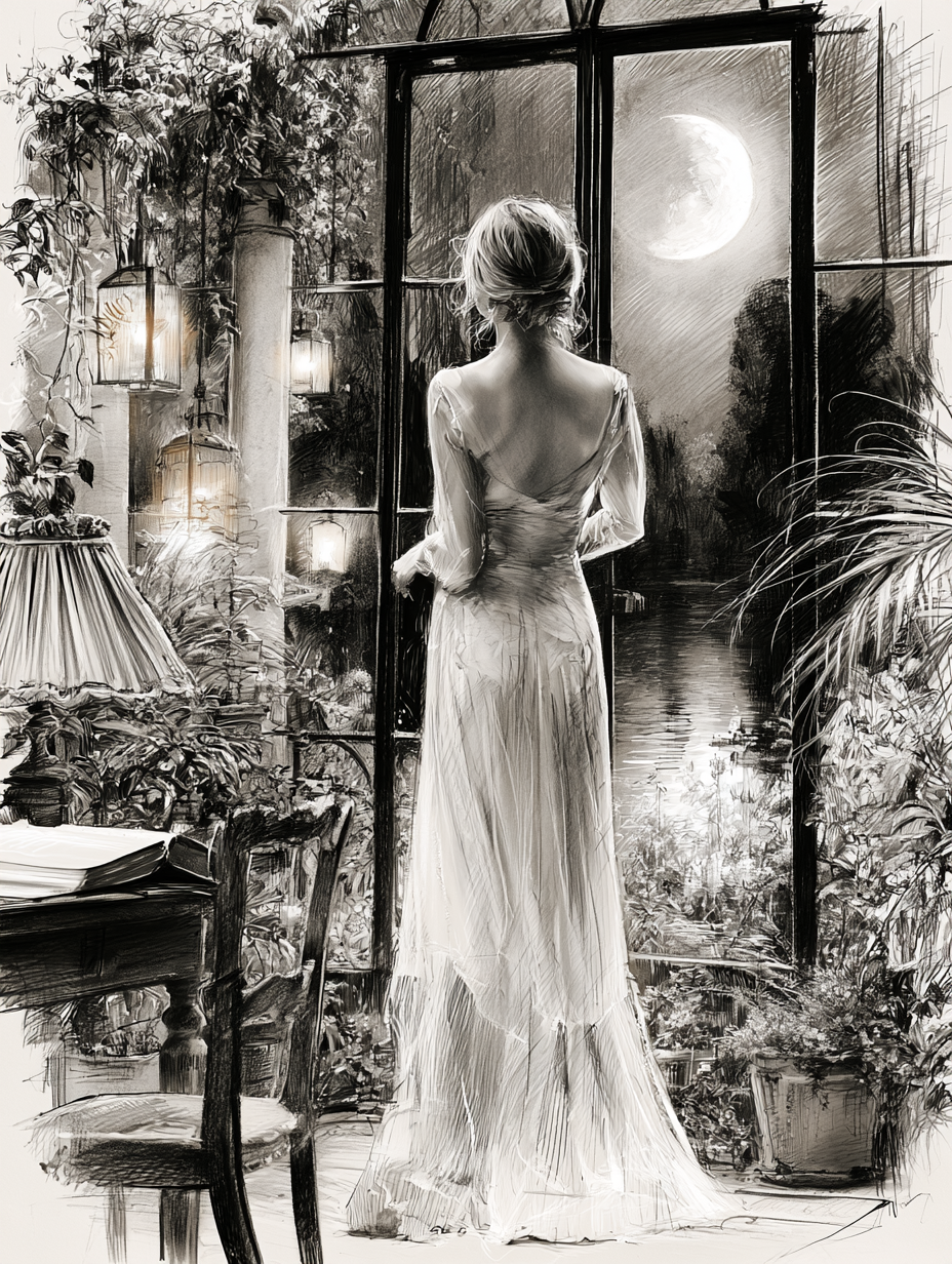 Dessin original — La dame en blanc