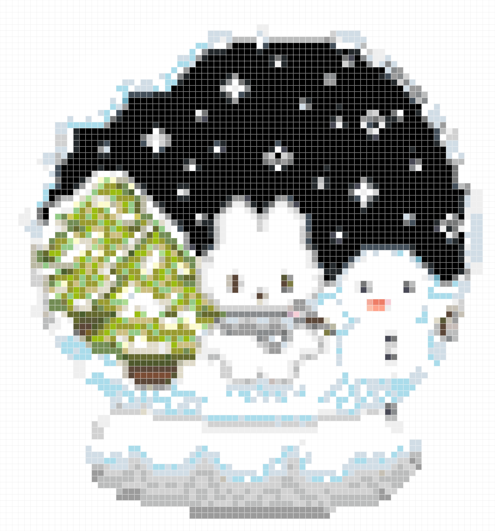 Winter Snow Globe With Cute Bunny & Snowman Pixel