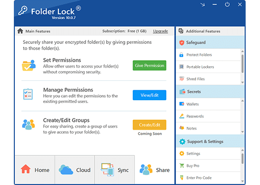 Secure file sharing screen for encrypted cloud documents