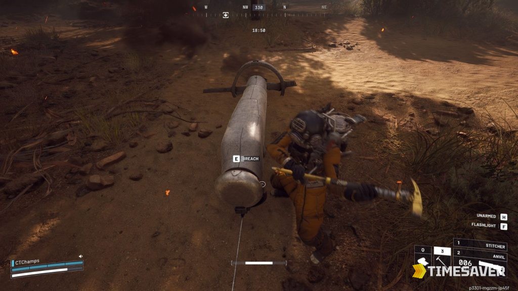 Searching a crashed ARC Probe in ARC Raiders — each standing probe has three compartments, so map conditions that spawn probes in clusters triple your Open ARC Probes Trial score
