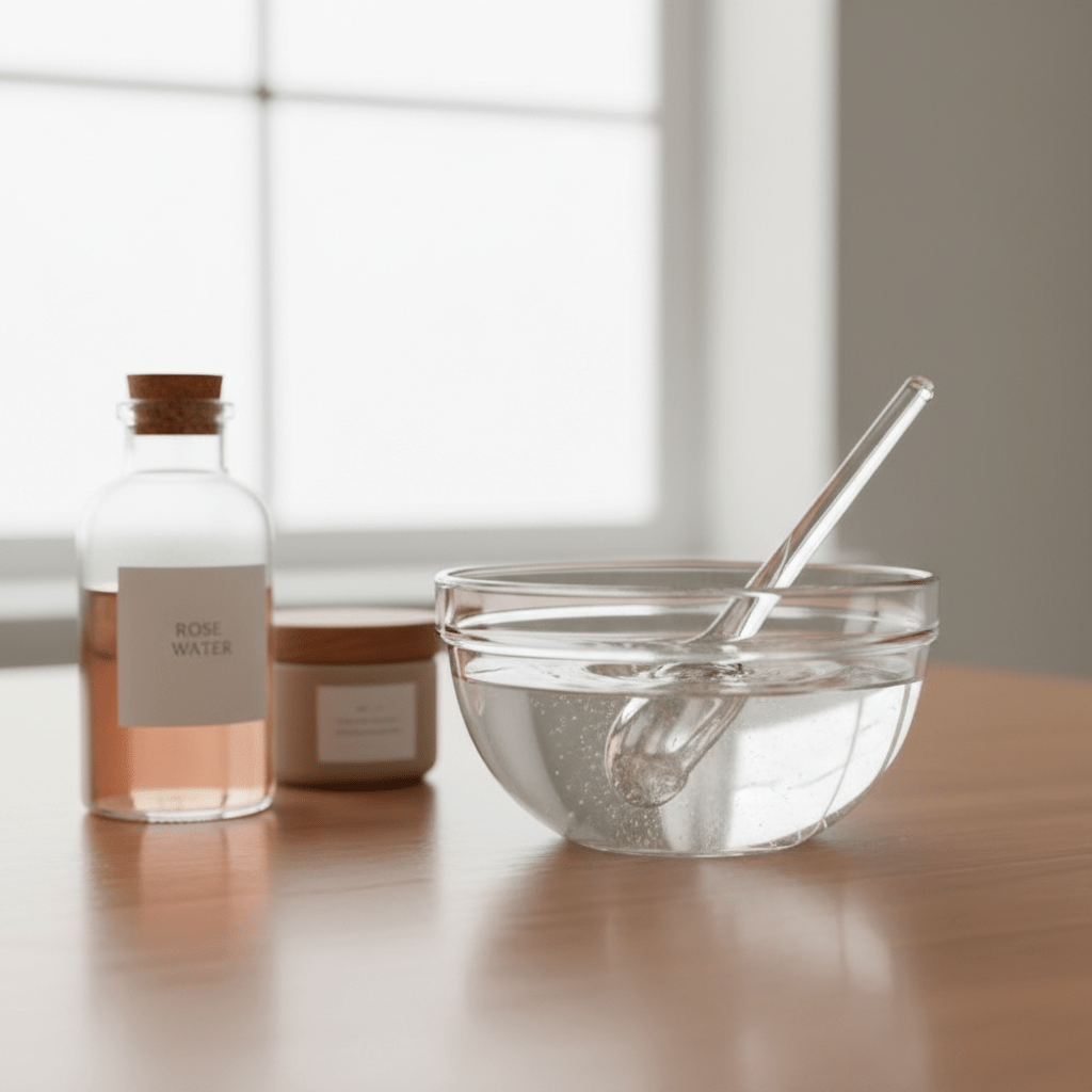 Mixing glycerine with rose water for a safe skincare blend