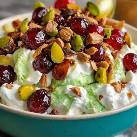 Irresistible Traditional Watergate Fruit Salad and Pistachios