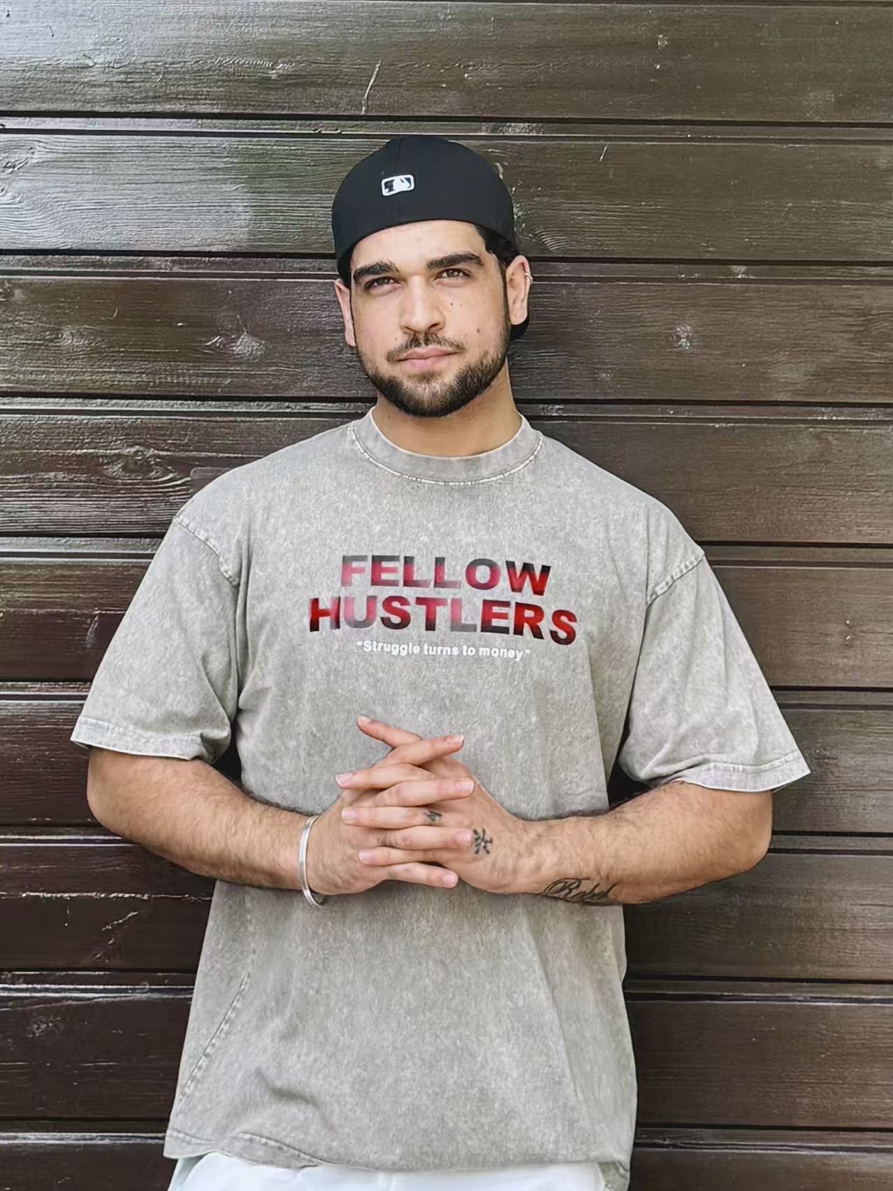 Model wearing Follow Hustler