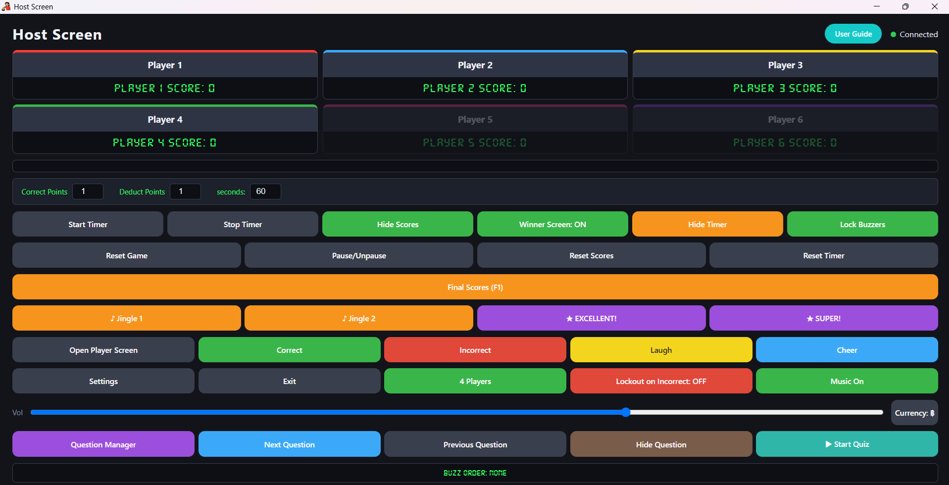 Quiz TV Pro Host Screen