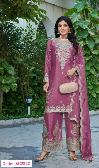 Pink color embroider suit
