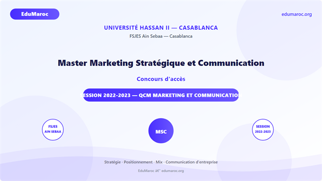 Master Marketing Stratégique et Communication — FSJES Ain Sebaa 2022-2023