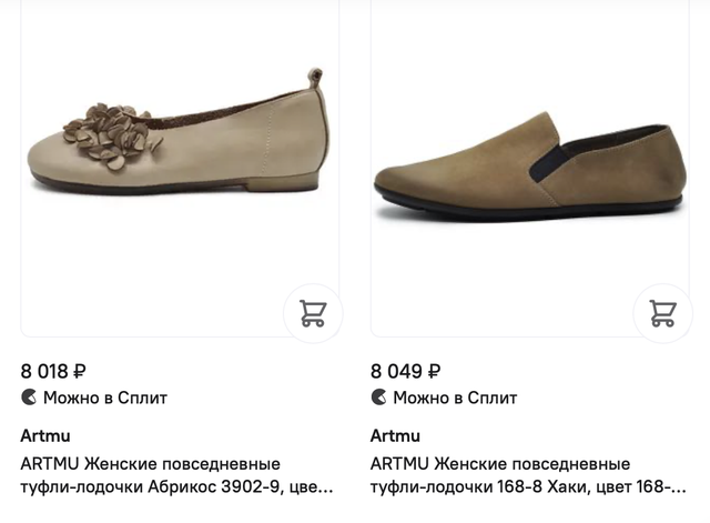 Цена балеток на российском маркетплейсе