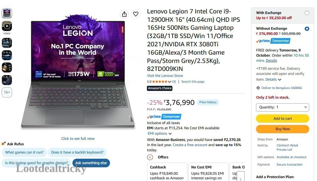 Legion 7 Gaming – Just ₹373490 | Limited Time Loot Offer Legion 7 Gaming – Just ₹373490 | Limited Time Loot Offer