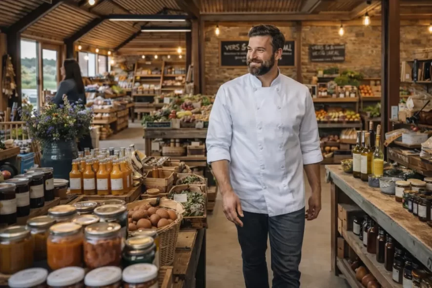 Bas loopt rond in de boerderijwinkel - Vleeskopenbijdeboer.nl