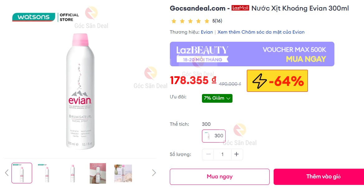 Nước Xịt Khoáng Evian 300ml