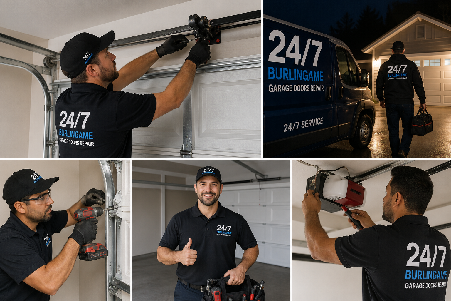 Burlingame garage door technician at work