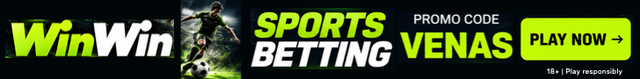 WinWin sports betting. Promo code VENAS. Play now. 18+. Play responsibly.