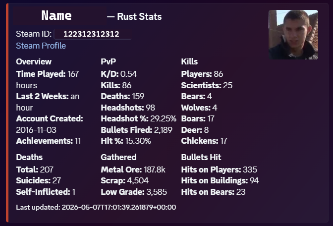 Rust Stats screenshot 2