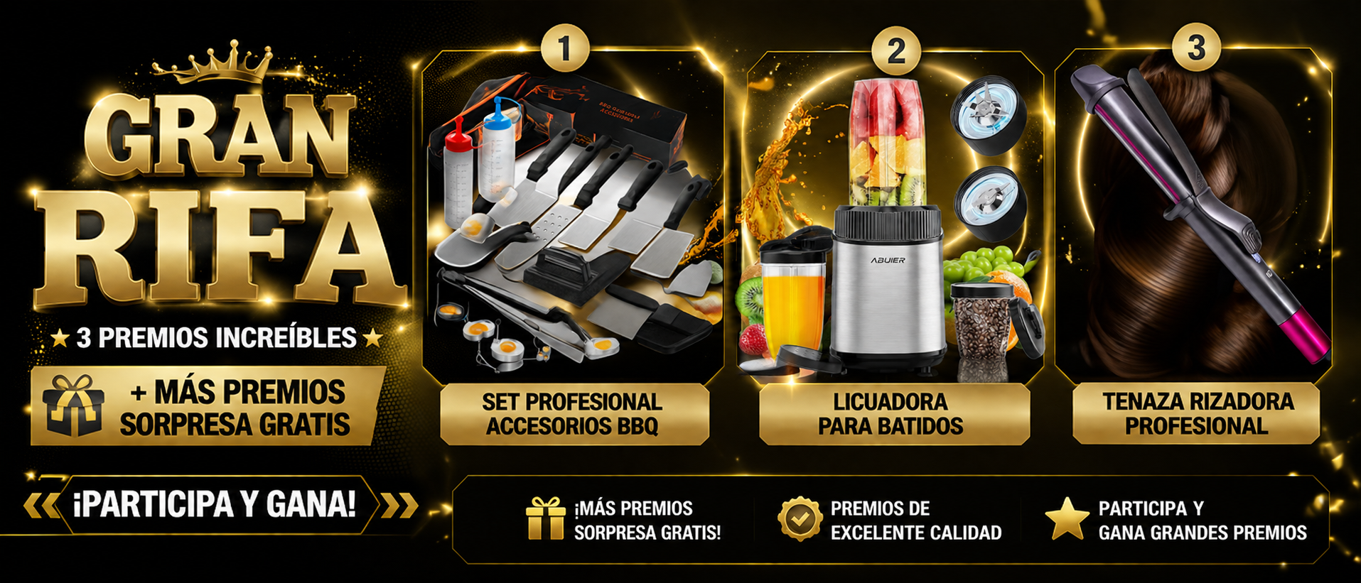 MEGA RIFA 3 PREMIOS + SORPRESA