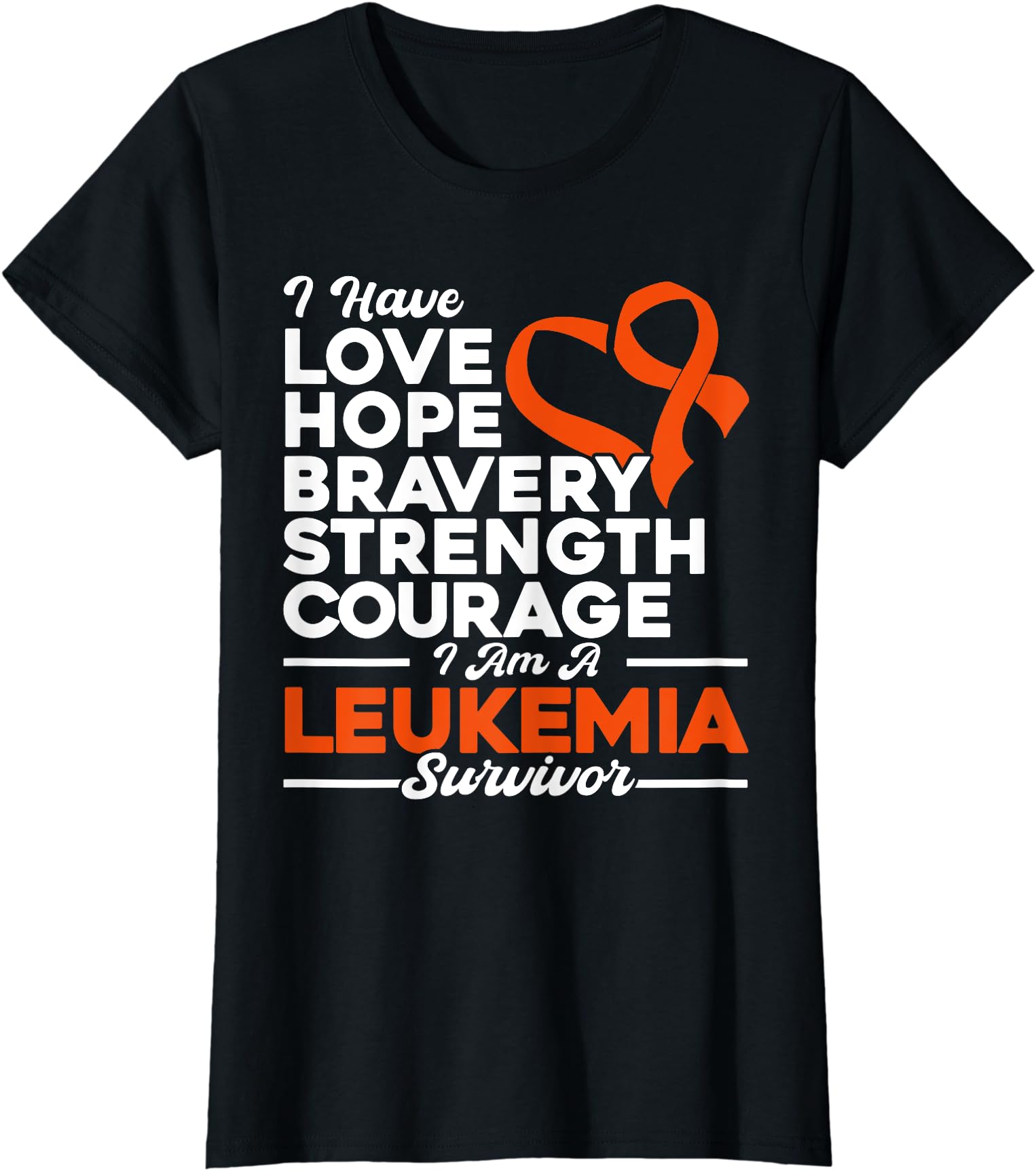 Love Hope Bravery Strength Leukemia Awareness Ladies’ Crewneck T-Shirt