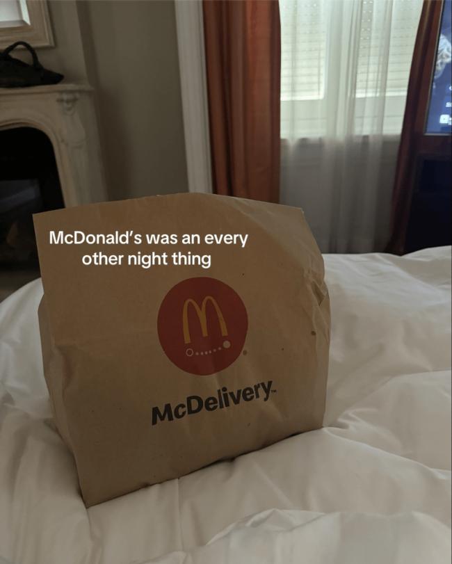 Comían en McDonalds cada dos noches, compartió a principios de esta semana.Tiktok/kateecass