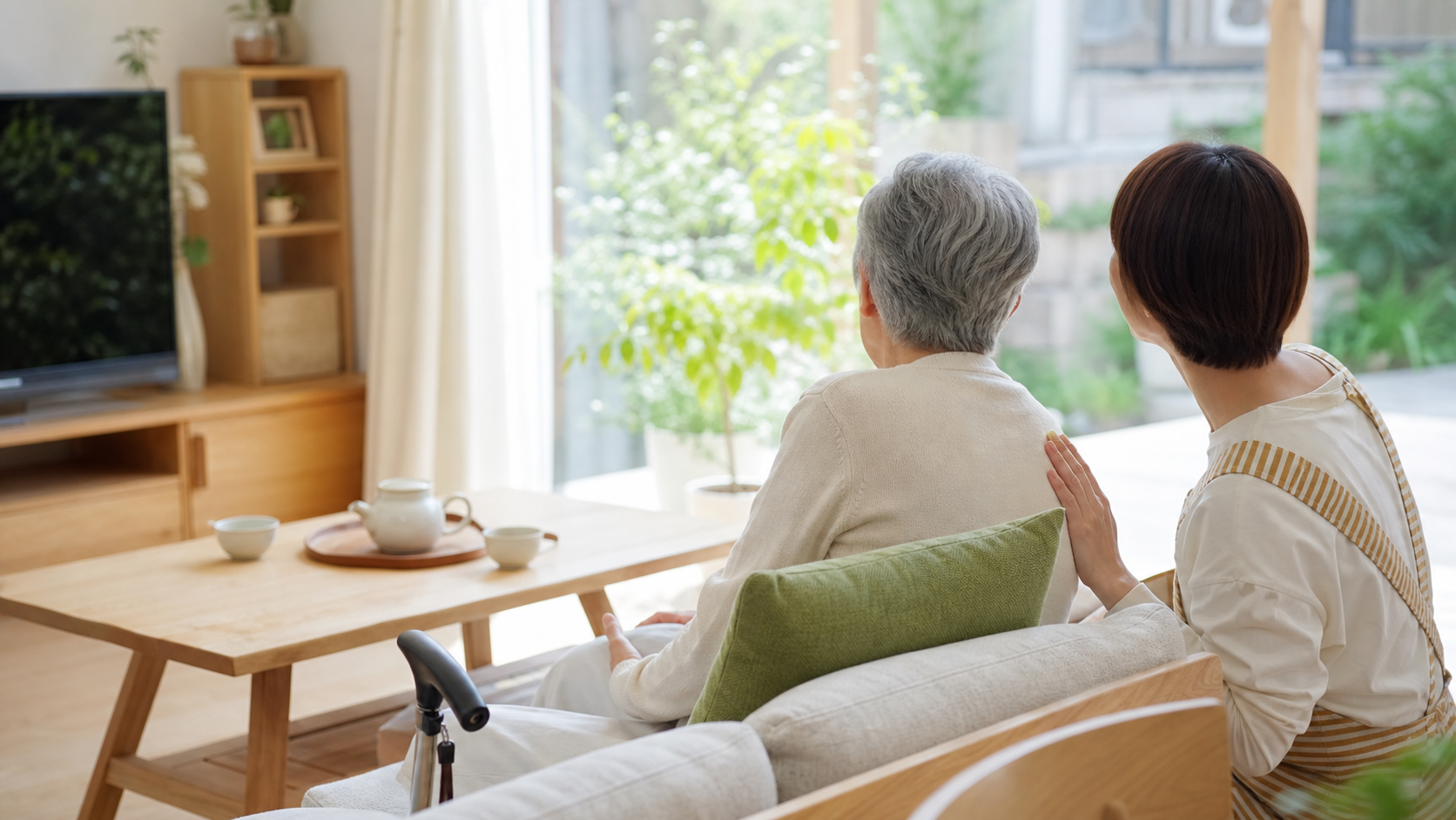 脳卒中後に家族と本人が穏やかに過ごす在宅生活のイメージ