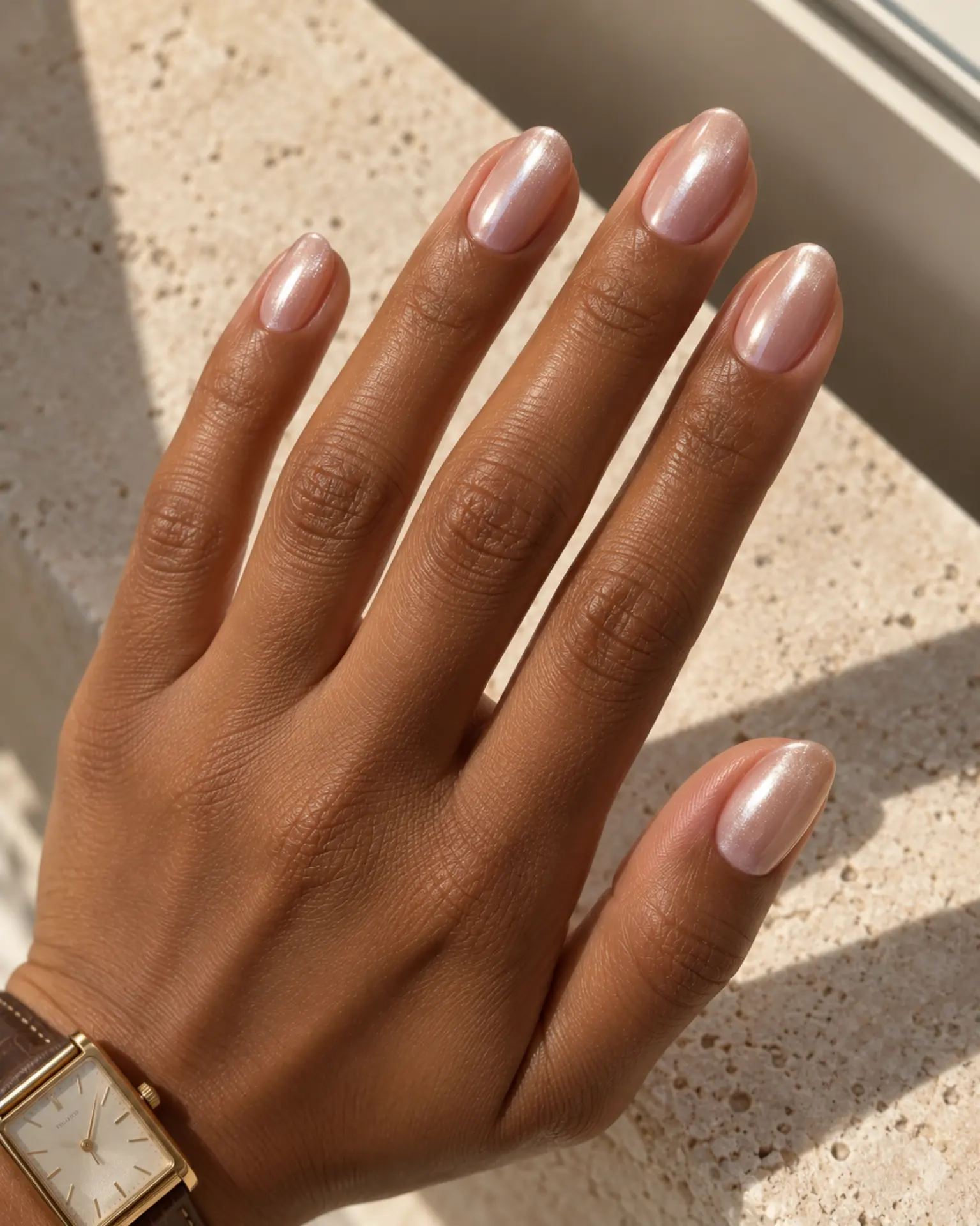 Winter Glazed Pearl Veil manicure inspiration for winter nail ideas