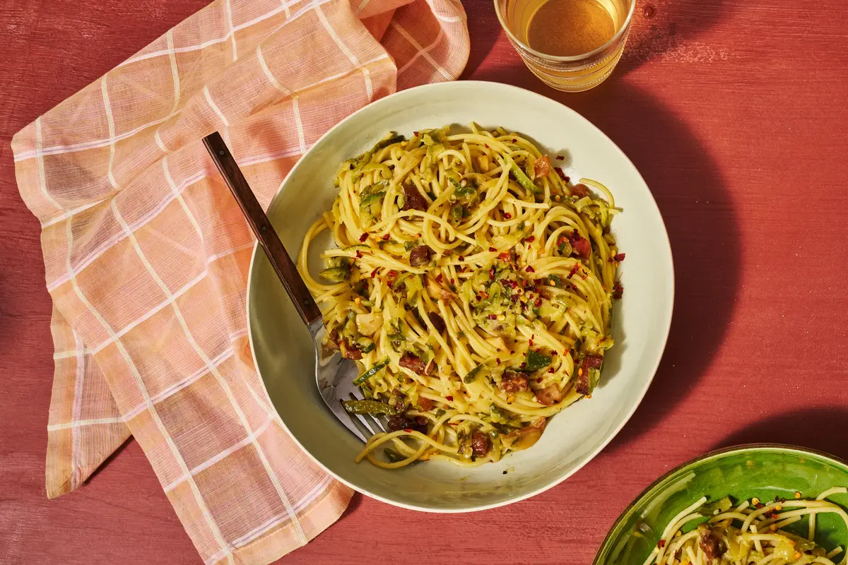 Spaghetti With Zucchini and Guanciale