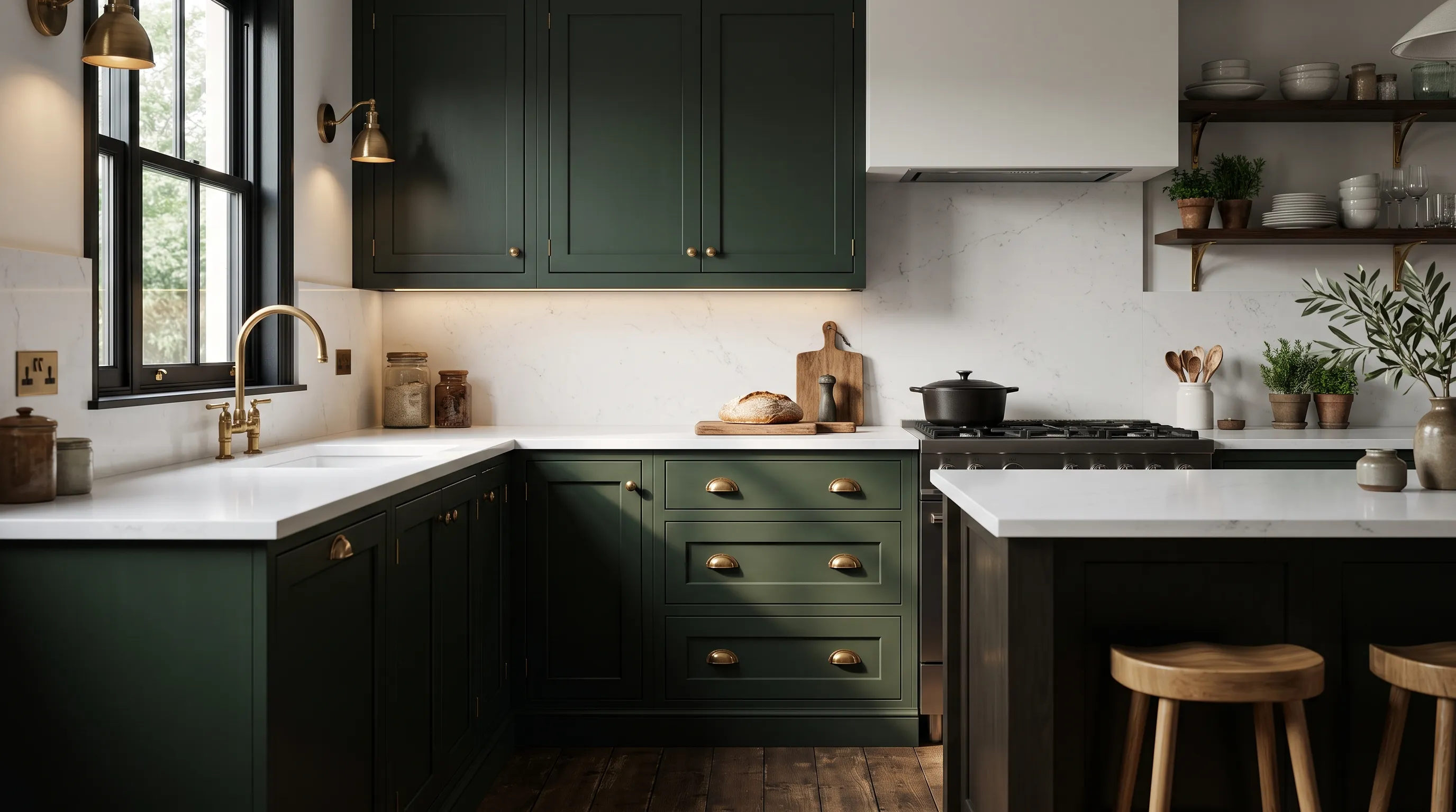 Moody Dark Painted Cabinets
