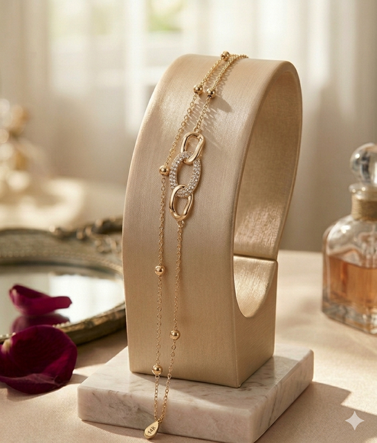 Comprar Pulsera de Tres Eslabones en Oro Laminado en Honduras