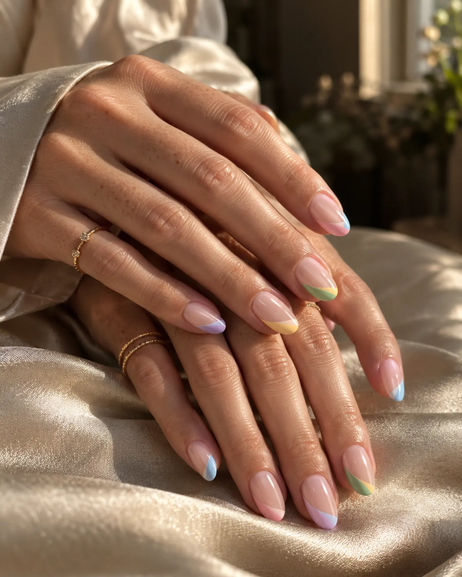 Easter Side-French Sweep manicure inspiration for Easter nail ideas