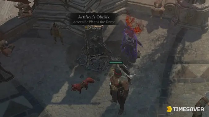 The Artificer's Obelisk in Diablo 4 — used to access The Pit and the Tower, where you spend Runeshards to open a Pit run at the tier of your choice