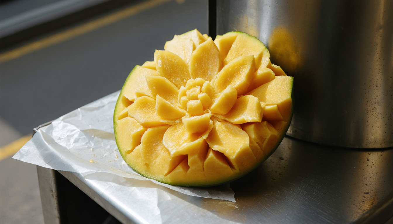 A perfectly carved mango flower that exists solely to prove someone's spiritual superiority before being swallowed in four bites.