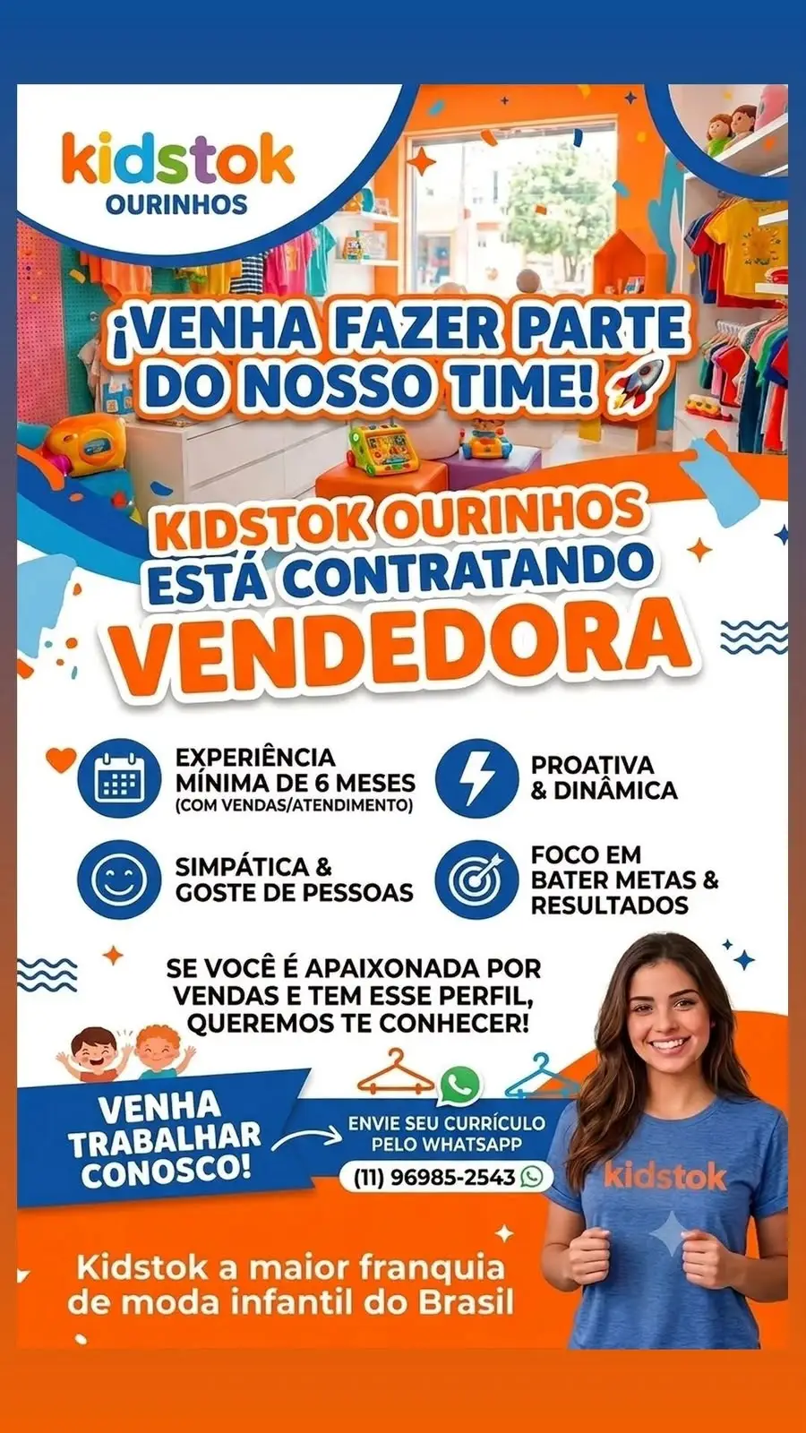 Vaga Para Vendedora No Kidstok