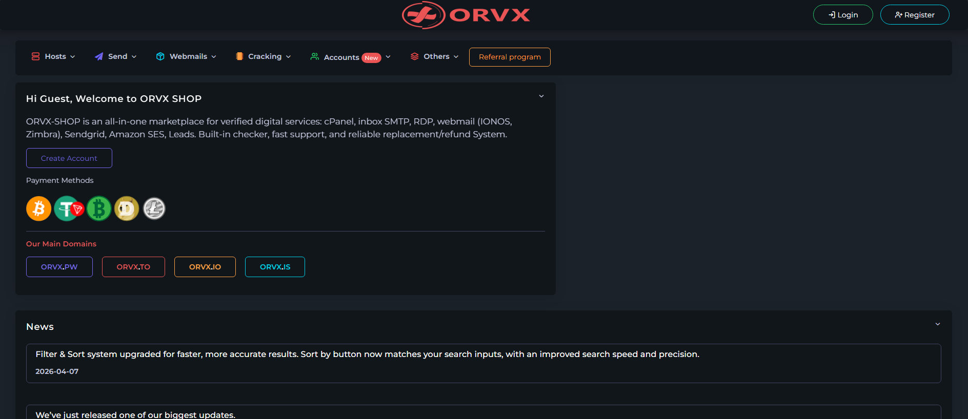 Screenshot of orvx.pw