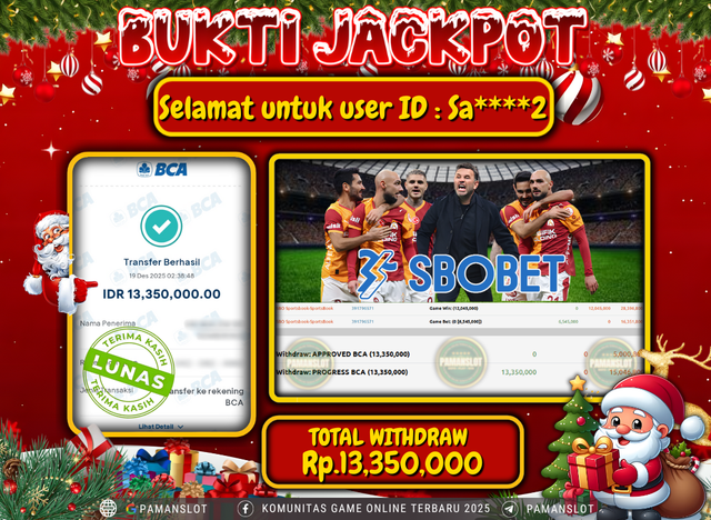 PAMANSLOT JACKPOT Game SBOBET Rp.13,350,000- LUNAS