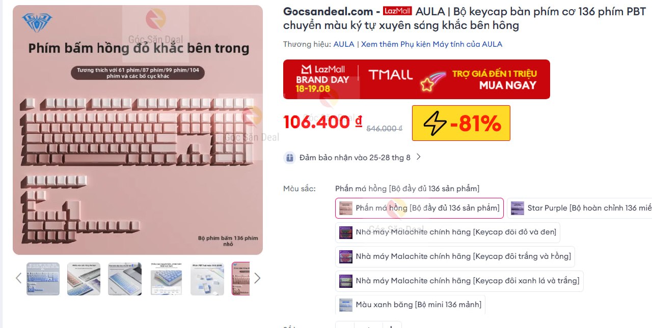 AULA | Bộ keycap bàn phím cơ 136 phím PBT chuyển màu ký tự xuyên sáng khắc bên hông
