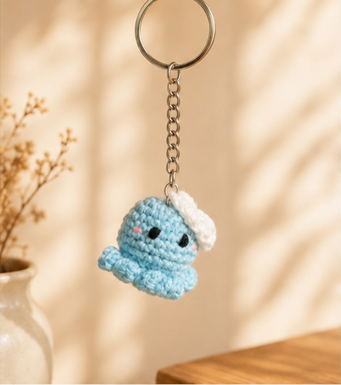 🐙 Woollen Octopus Keychain