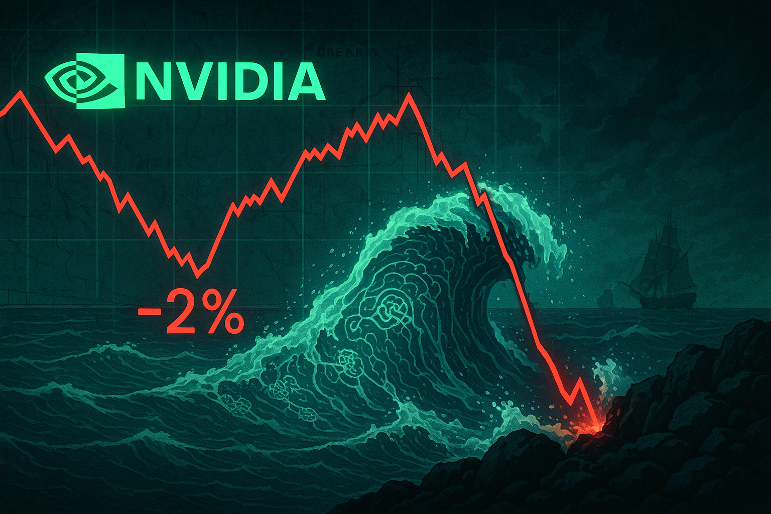 Nvidia stock chart showing post-earnings reversal amid cooling AI market momentum