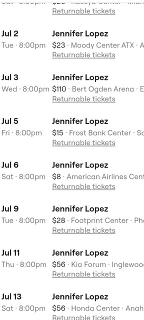 Lopez $8 July 6th
