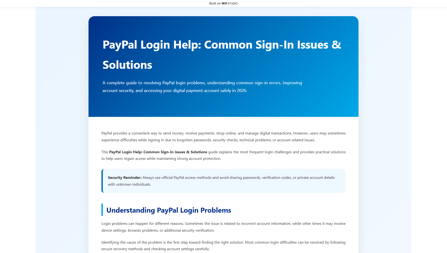 Forensic screenshot of eng-paypal.wixstudio.com showing the phishing page layout