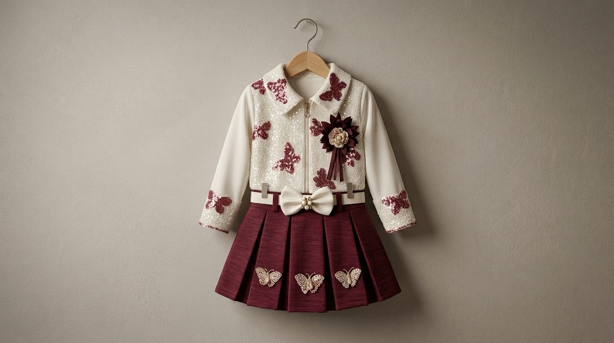 Girls' butterfly party frock set