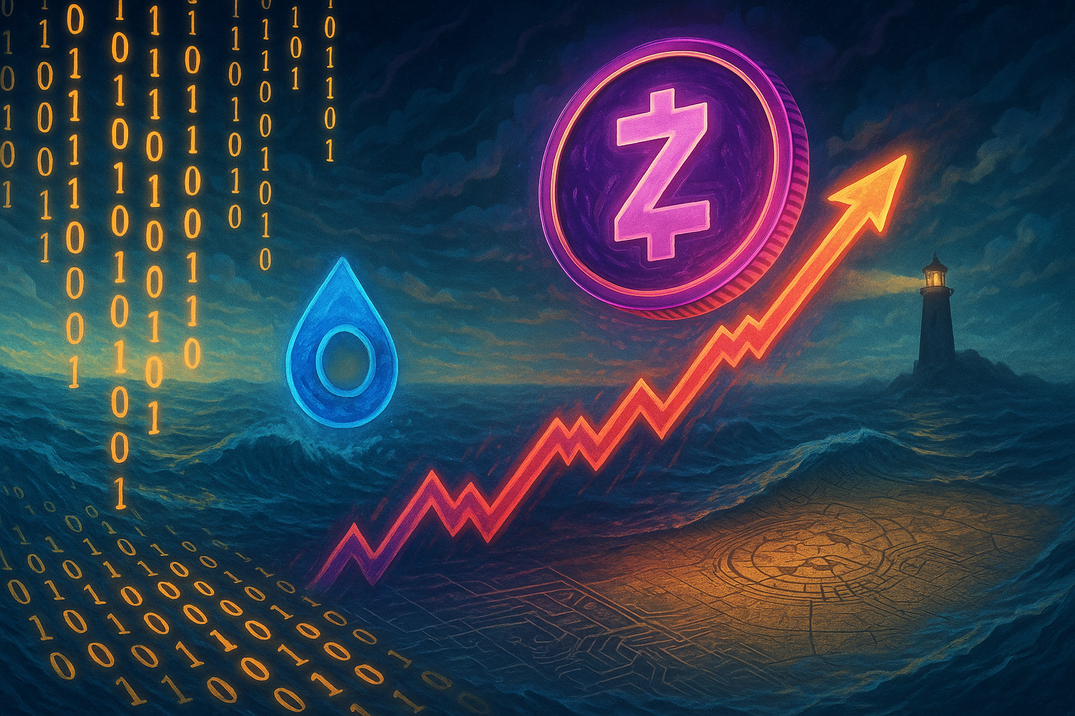 Visual representation of Zcash overtaking Hyperliquid in market cap, highlighting privacy coins in the crypto space