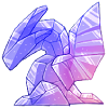 A dragon figurine made of purple and pink crystal.