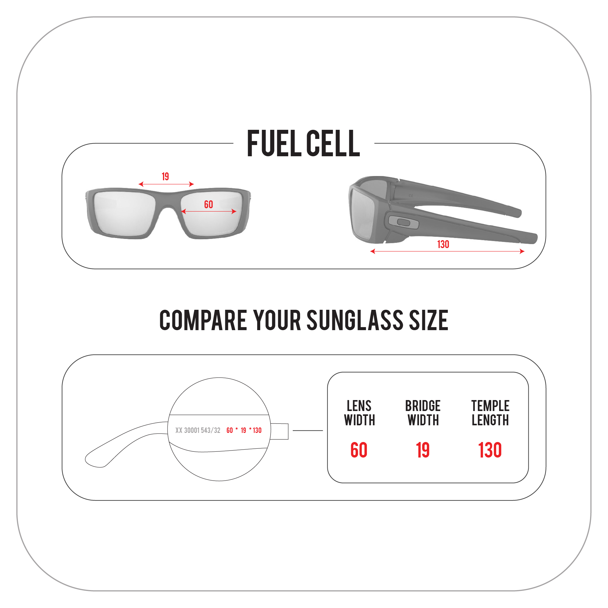Sunglass Size Chart
