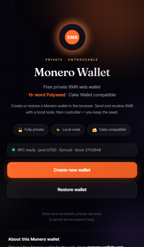 Stored capture of monero-wallets.com