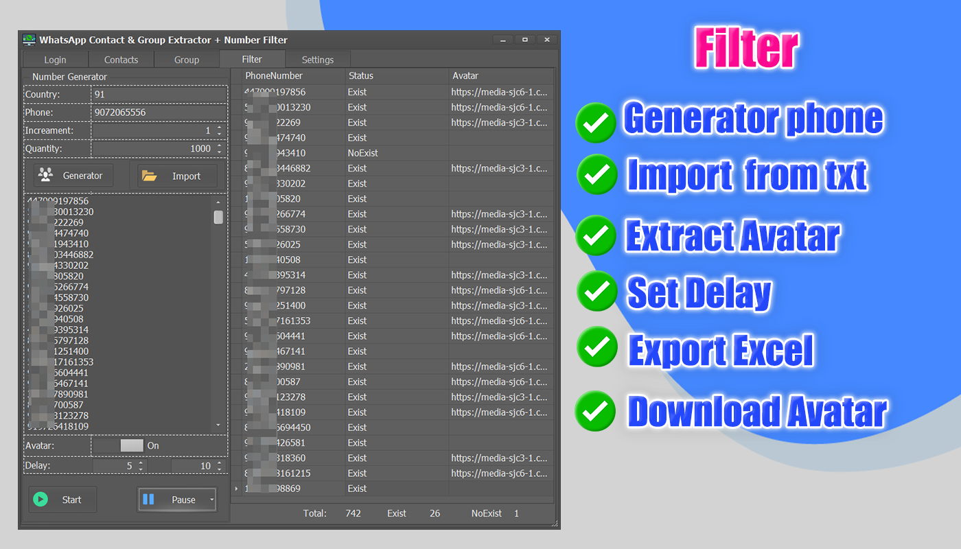 WhatsApp Contact & Group Extractor + Number Filter