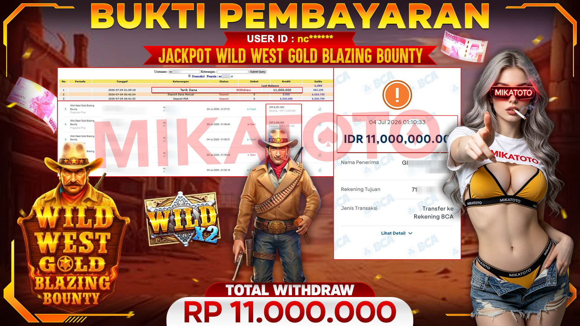🏆 SELAMAT KEPADA PEMENANG JACKPOT DI Wild West Gold Blazing Bounty - Pragmatic Play 11,000,000🏆