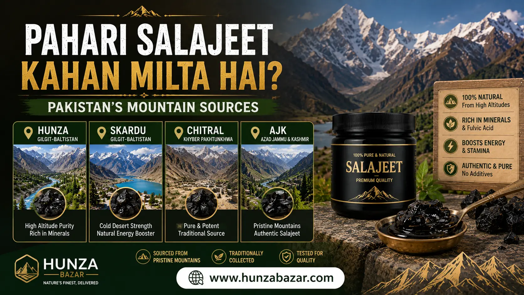 Pahari Salajeet Kahan Milta Hai? — Pakistan's Mountain Sources (Hunza, Skardu, Chitral & AJK)